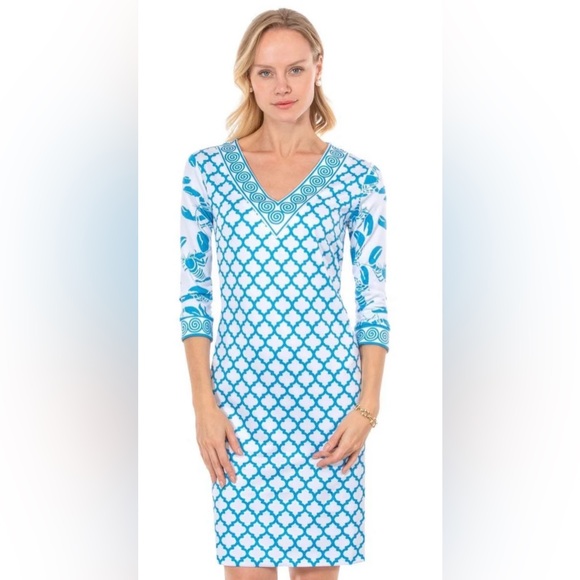 Gretchen Scott Designs Dresses & Skirts - Gretchen Scott Lobster Soup Coastal Print V-Neck Dress